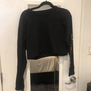 Rose graphic long sleeve crop top